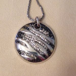 Brighton silver "zebra" disc crystal necklace